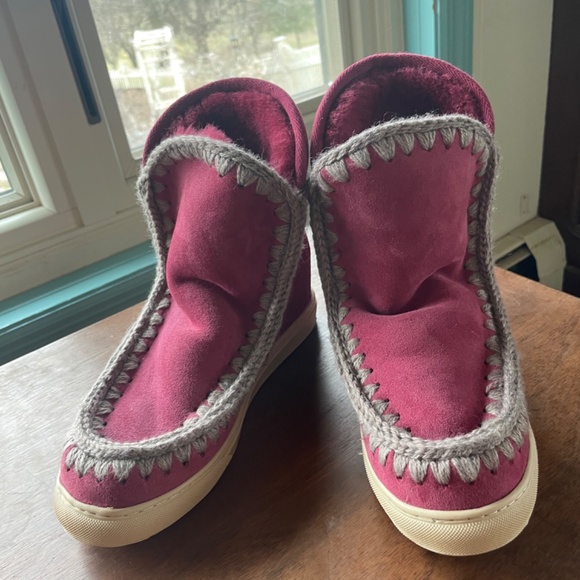 COPY - Mou Eskimo Shearling Boots Maroon Red NWT - Picture 6 of 6